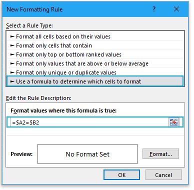 Hướng dẫn sử dụng định dạng có điều kiện cho 2 cell có dữ liệu giống nhau trong Excel